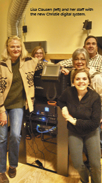 sistersmovie-lisa clausen left and her sisters movie house staff with the new christie digital system